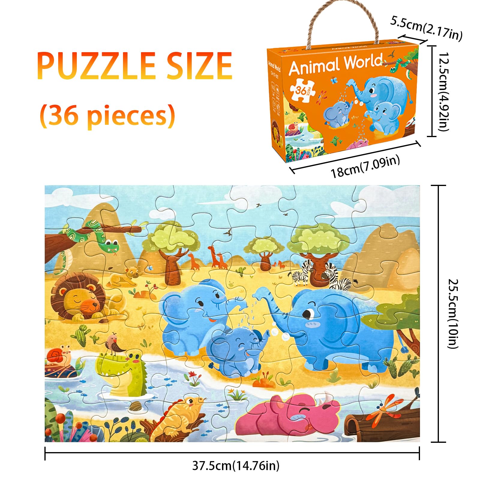 GIVEITALL Jigsaw Puzzle for Kids Ages 3-8 Year Old,36 Piece Elephant Puzzle