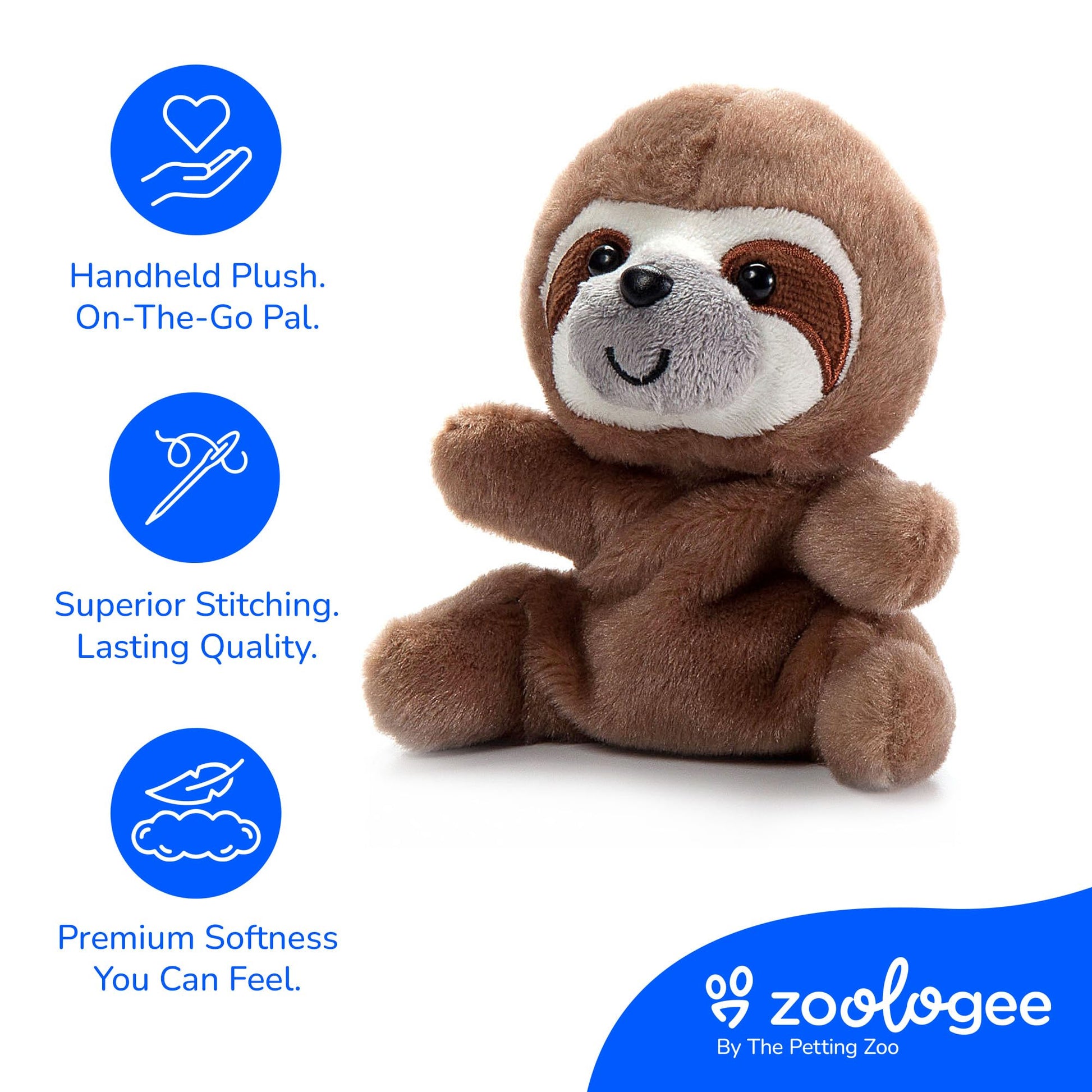 The Petting Zoo Sloth Stuffed Animal Plushie, Gifts for Kids, Nuggetz Wildlife Animals, Sloth Plush Toy, 6 inches
