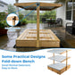 Mayugardening Large Wooden Kids Sandbox with Lid, Outdoor Weatherproof Sand Box with Covers, 2 Foldable Benches, Adjustable Height Canopy, Gift