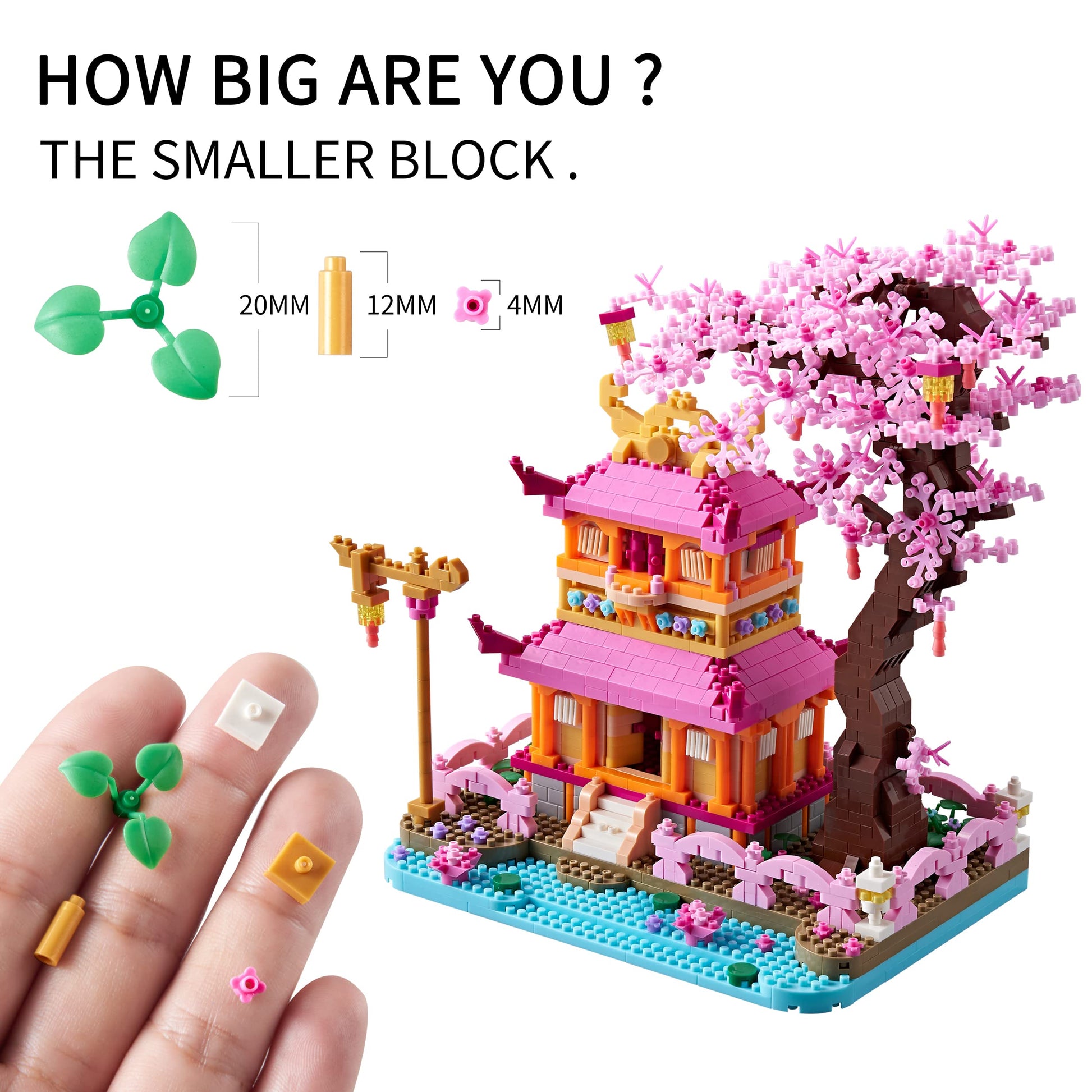 LUKHANG Cherry Blossom Tree House Micro Building Blocks Set Enjoy Flower Pavilion 1810pcs Exquisite Architecture Model Kit for Women (Adults Age