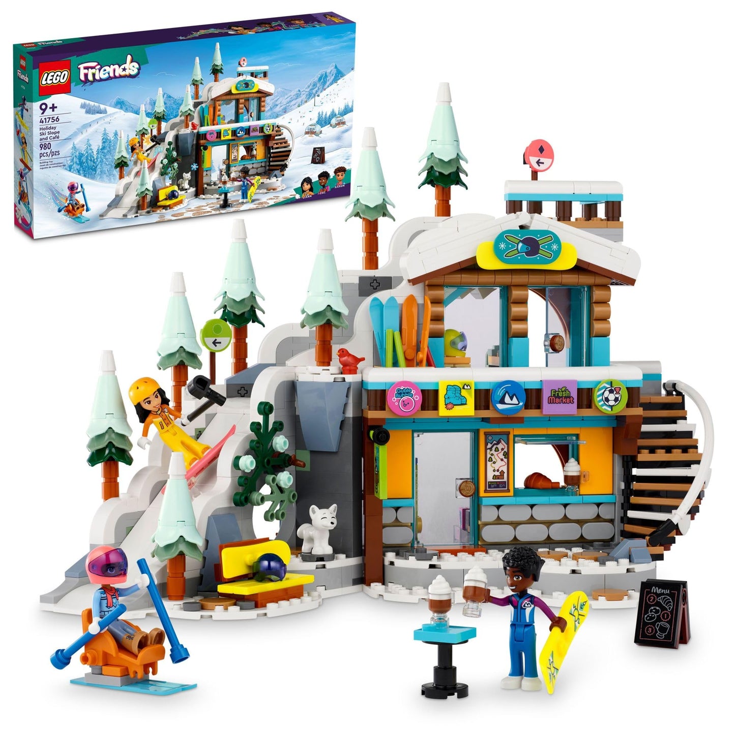 LEGO Friends Holiday Ski Slope and Café Building Toys - Pretend Play Toy Figures & Playsets for Girls & Boys, Ages 9+ - Gift for Birthdays - W/ 3