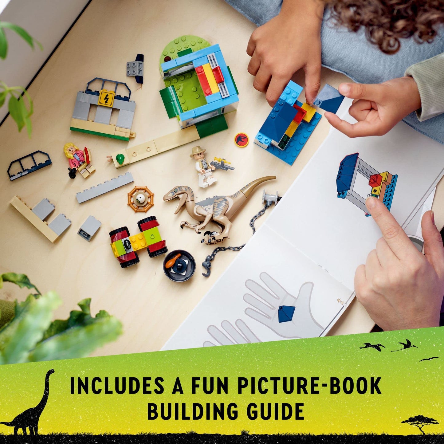 LEGO Jurassic Park Velociraptor Escape 76957 Learn to Build Dinosaur Toy for Boys and Girls; Gift for Kids Aged 4 and Up Featuring a Buildable