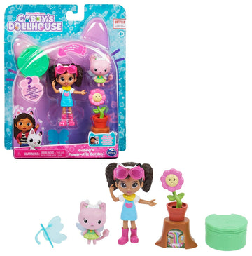 Gabby's Dollhouse 6062026-1 Gabby‘s Dollhouse, Flower-rific Garden Set mit 2 Spielzeugfiguren, 2 Zubehörteilen, Überraschungsbox und Möbelstück