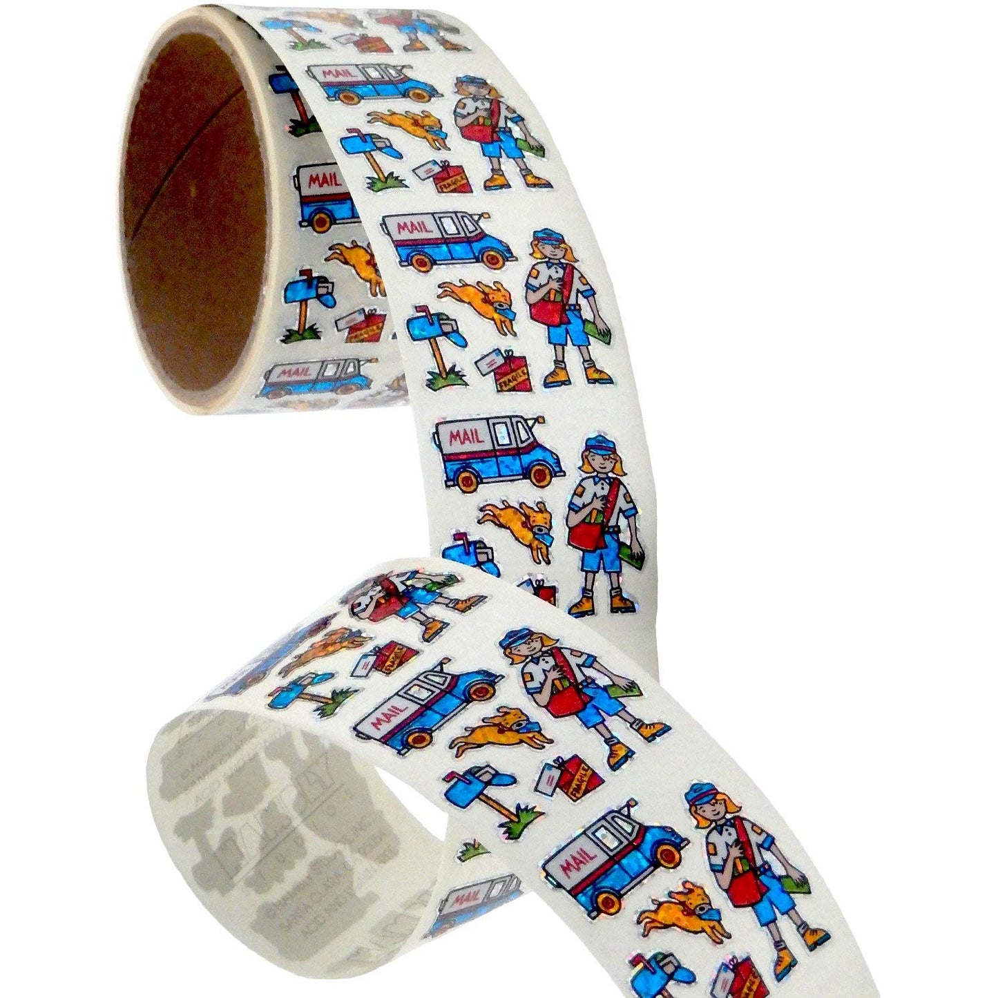 Bulk Roll Prismatic Stickers, Mini Postal Worker (100 Repeats)