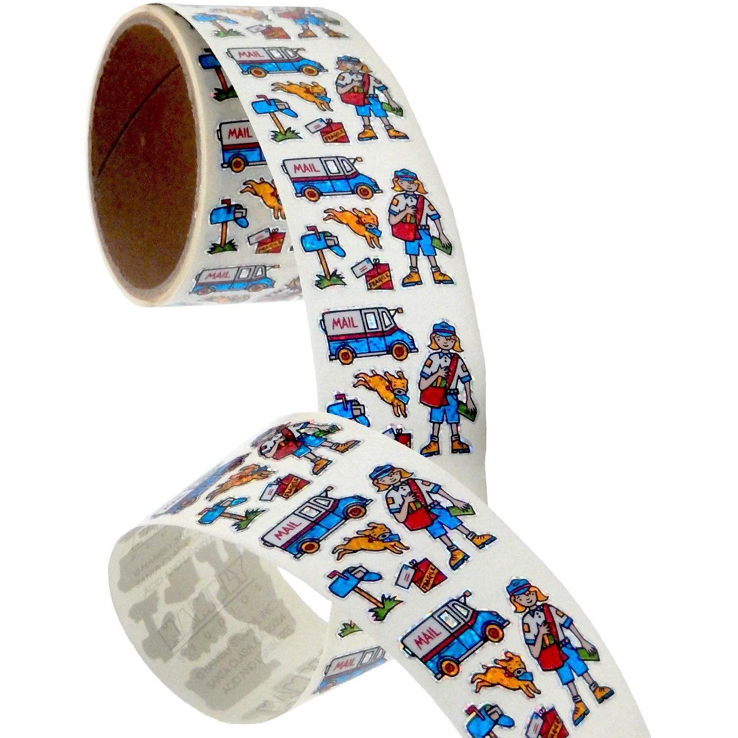 Bulk Roll Prismatic Stickers, Mini Postal Worker (100 Repeats)