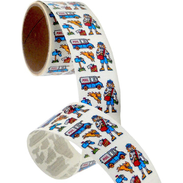 Bulk Roll Prismatic Stickers, Mini Postal Worker (100 Repeats)