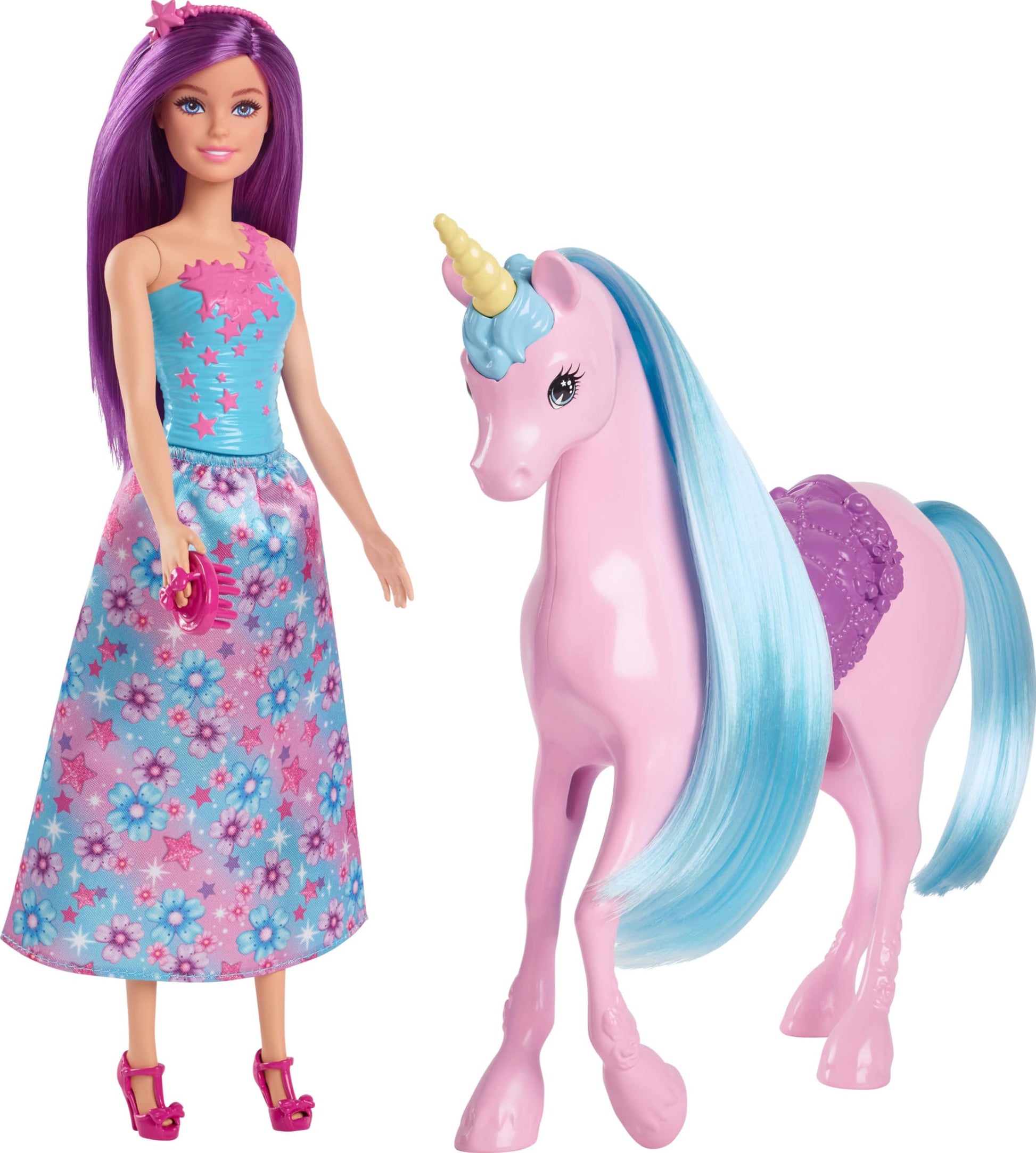 Barbie Mattel Doll & Unicorn Fantasy Playset - Magical Adventure Toy