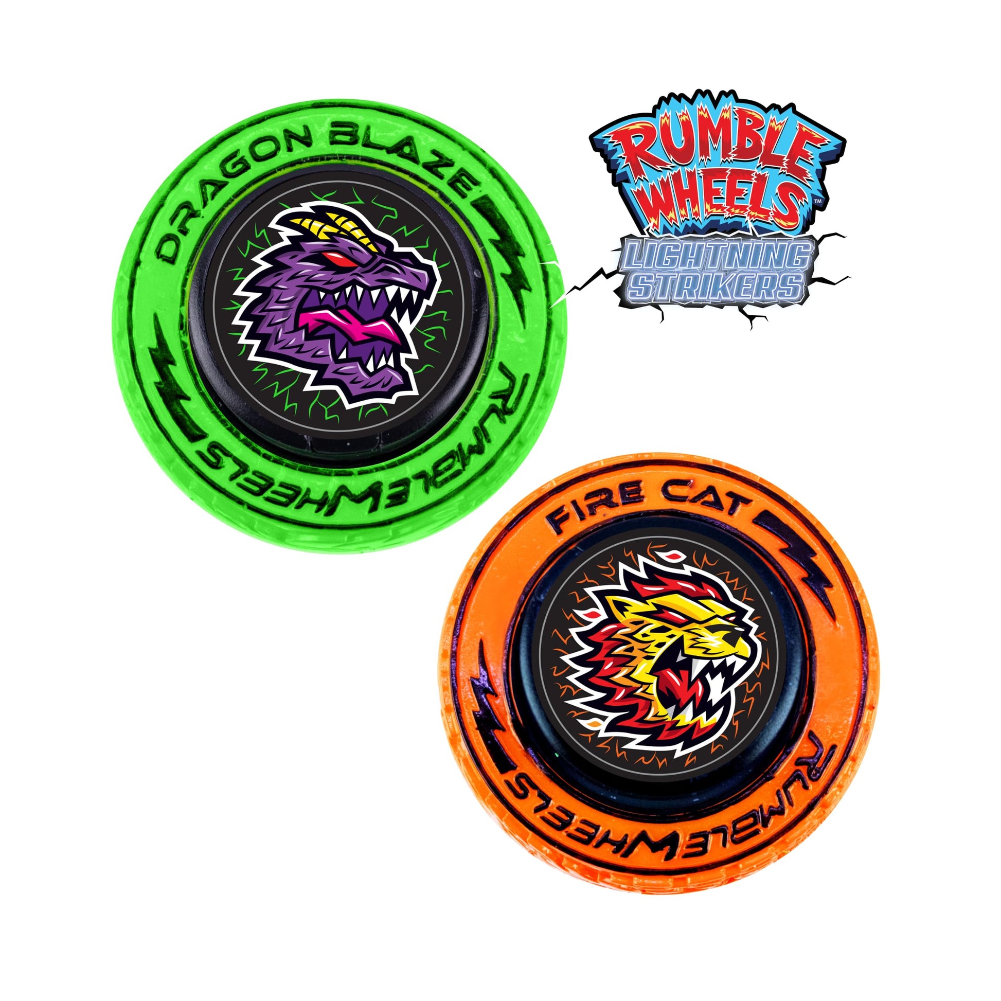 Cepia LLC Rumble Wheels Lightning Strikers 2-Pack - Rip Cord Powered with Light-Up Spinning Wheels, High-Speed Battle Racers, All-Terrain Boys Racing