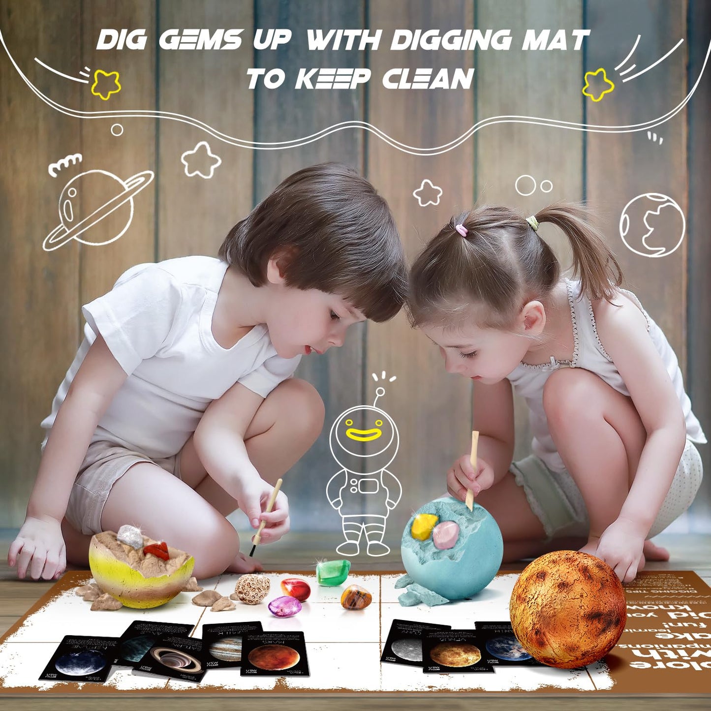 Gemstone Dig Kit - 40 Real Gems & Crystals, STEM Toy for Kids 6+