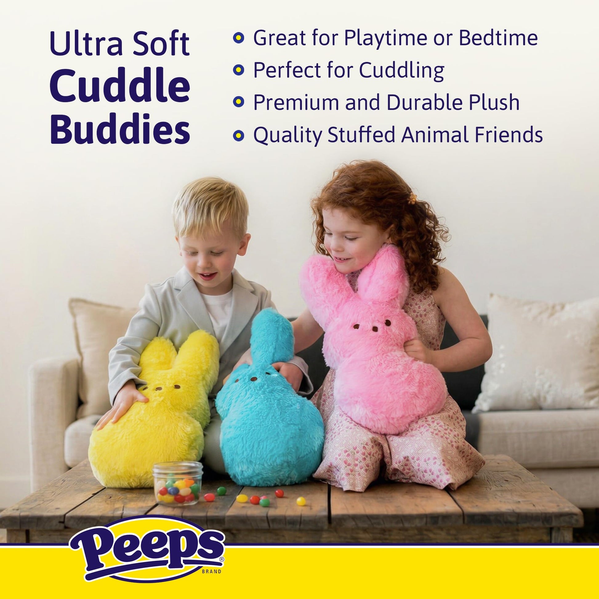 Animal Adventure | 15" Purple Shaggy Bunny Peeps Plush | Easter Basket Stuffed Animals for Kids | Marshmallow Candy | Huggable Ultra Soft Plushie