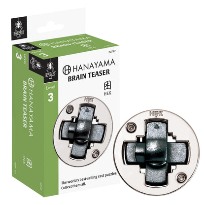 Hanayama Hex Cast Metal Brain Teaser Puzzle, Level 3, Ages 12+