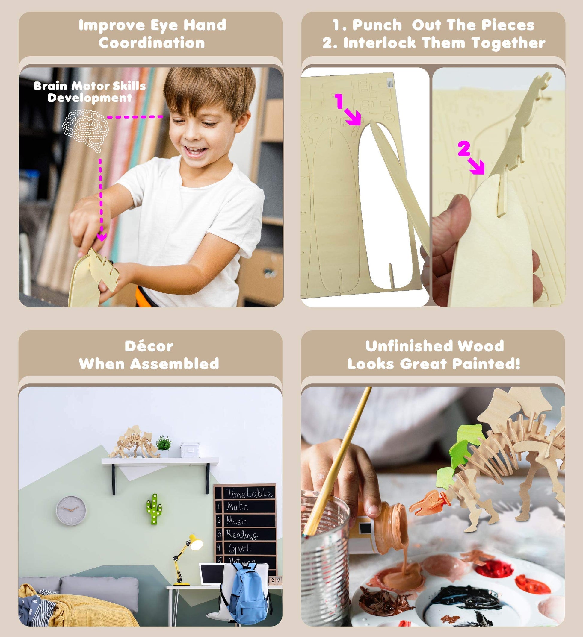 Puzzled Stegosaurus Dinosaur 3D Woodcraft Construction Kit