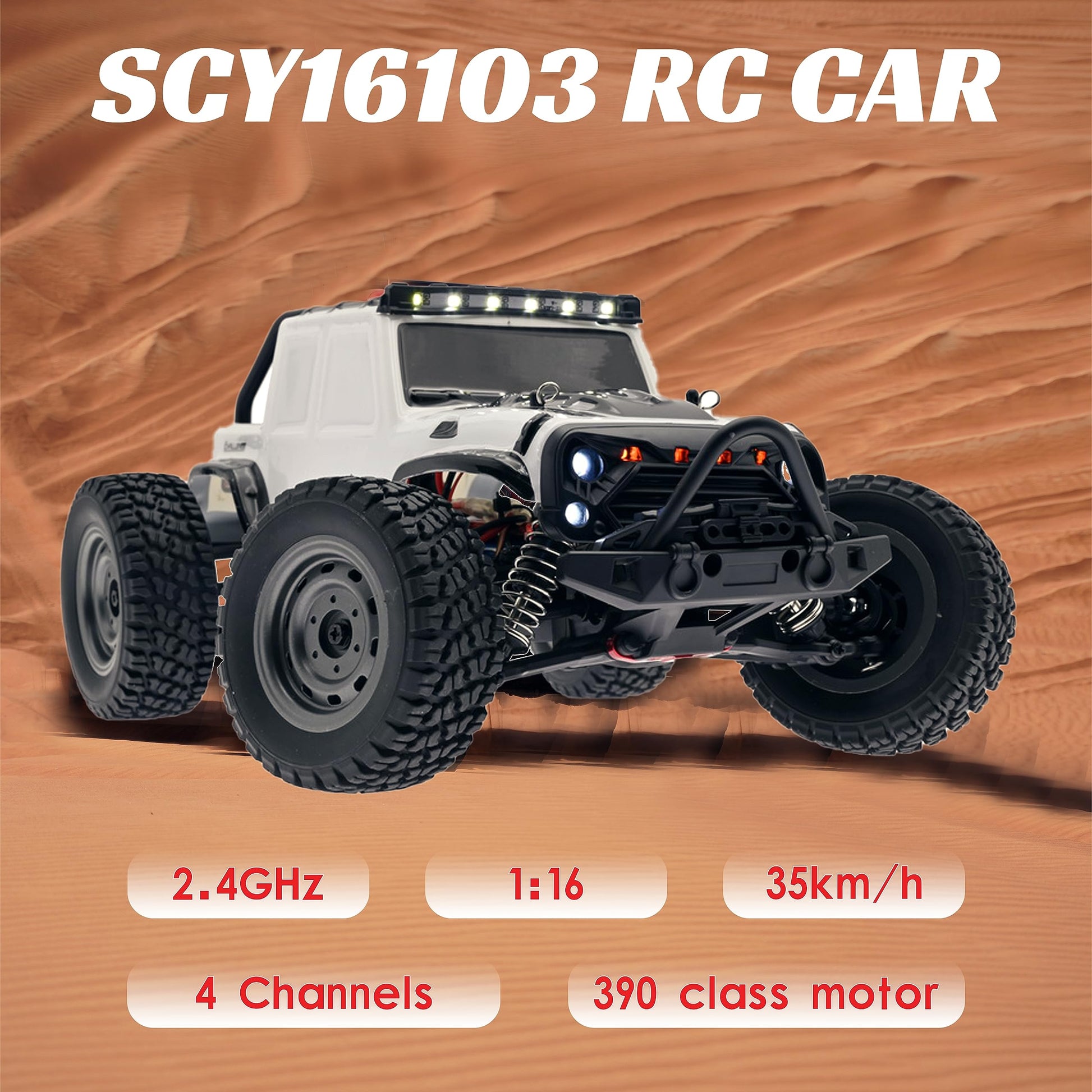LEOSO SCY16103 1/16 Rc Car 4X4 RC Truck 35 Km/h RC Cars 2.4GHz 4CH 4WD 390 Class Motor Remote Control Truck with 3 Rechargeable 1500mah Batteries