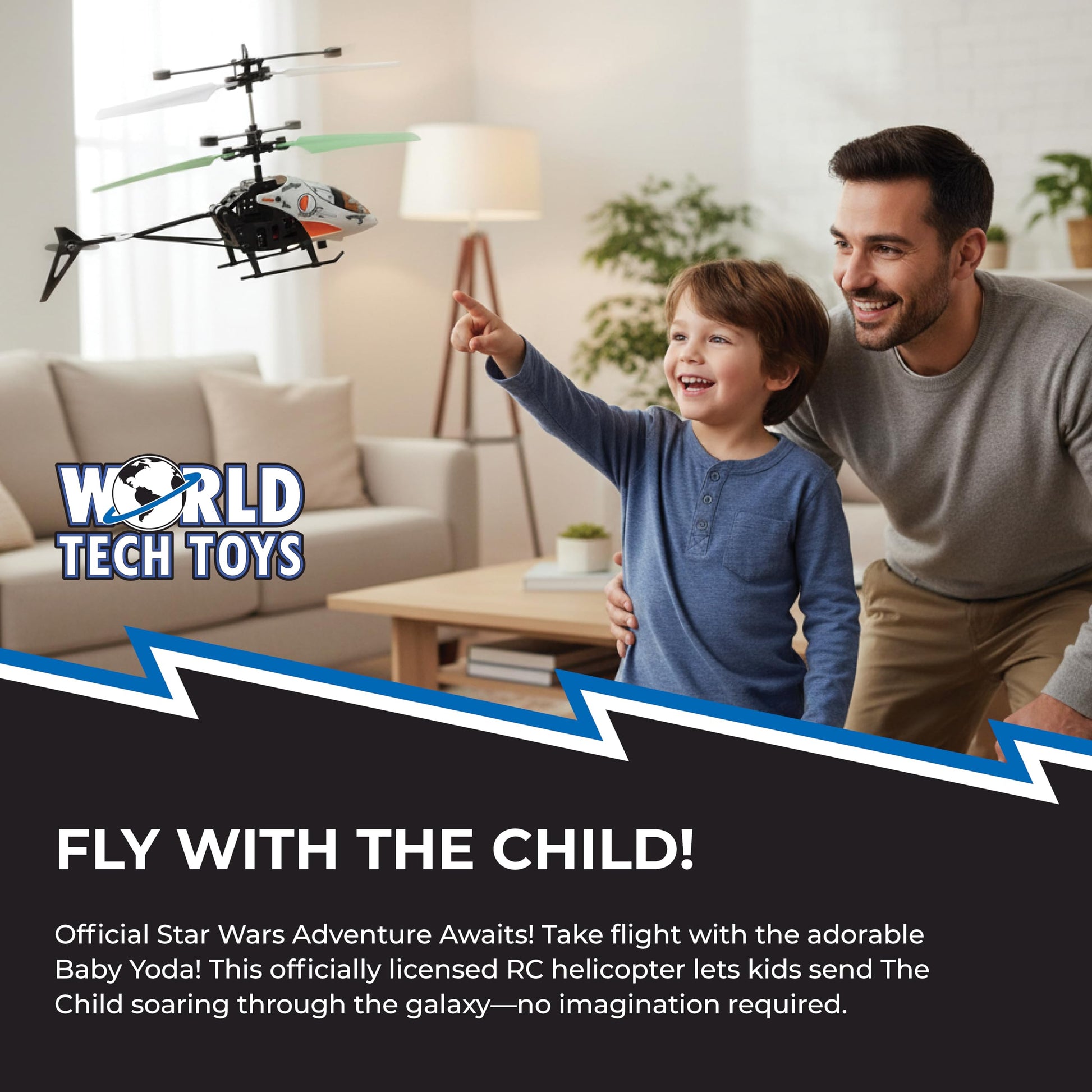 Star Wars Baby Yoda Remote Control Helicopter, LED Lights, Motion Sensor