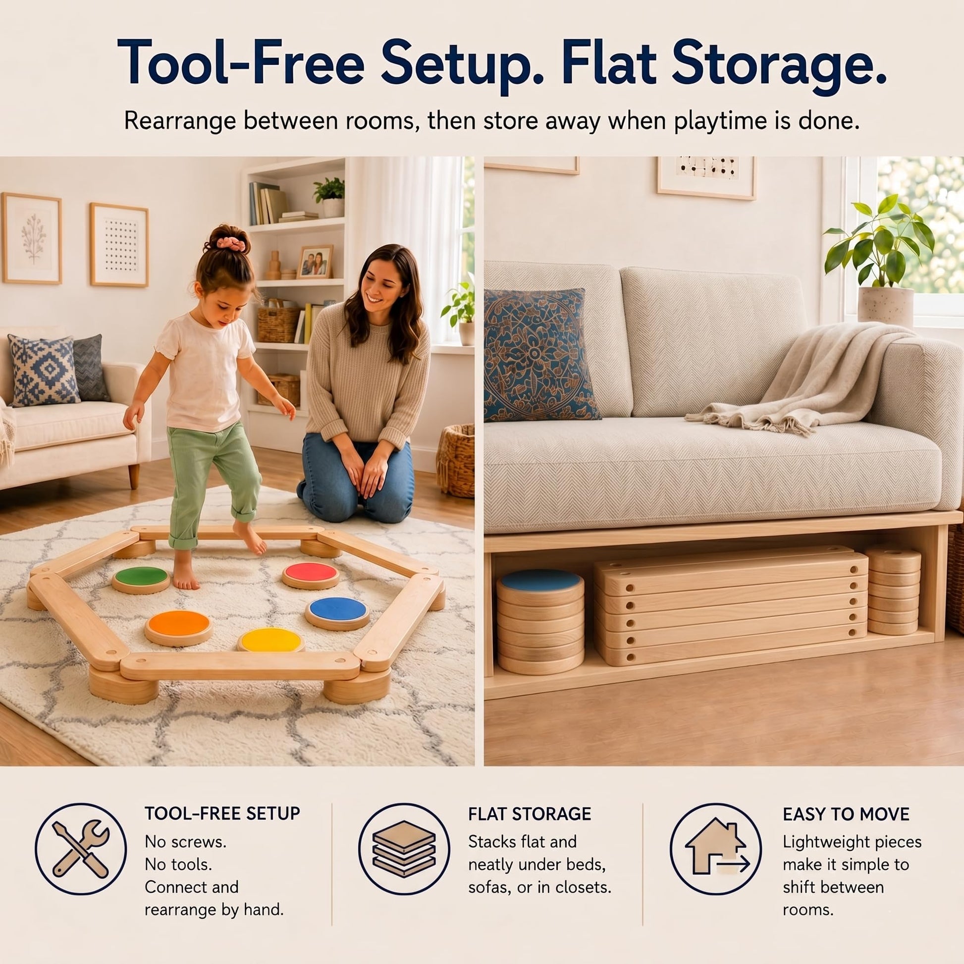 Avenlur Majesty Balance Beam for Kids, Toddler Stepping Stones Set