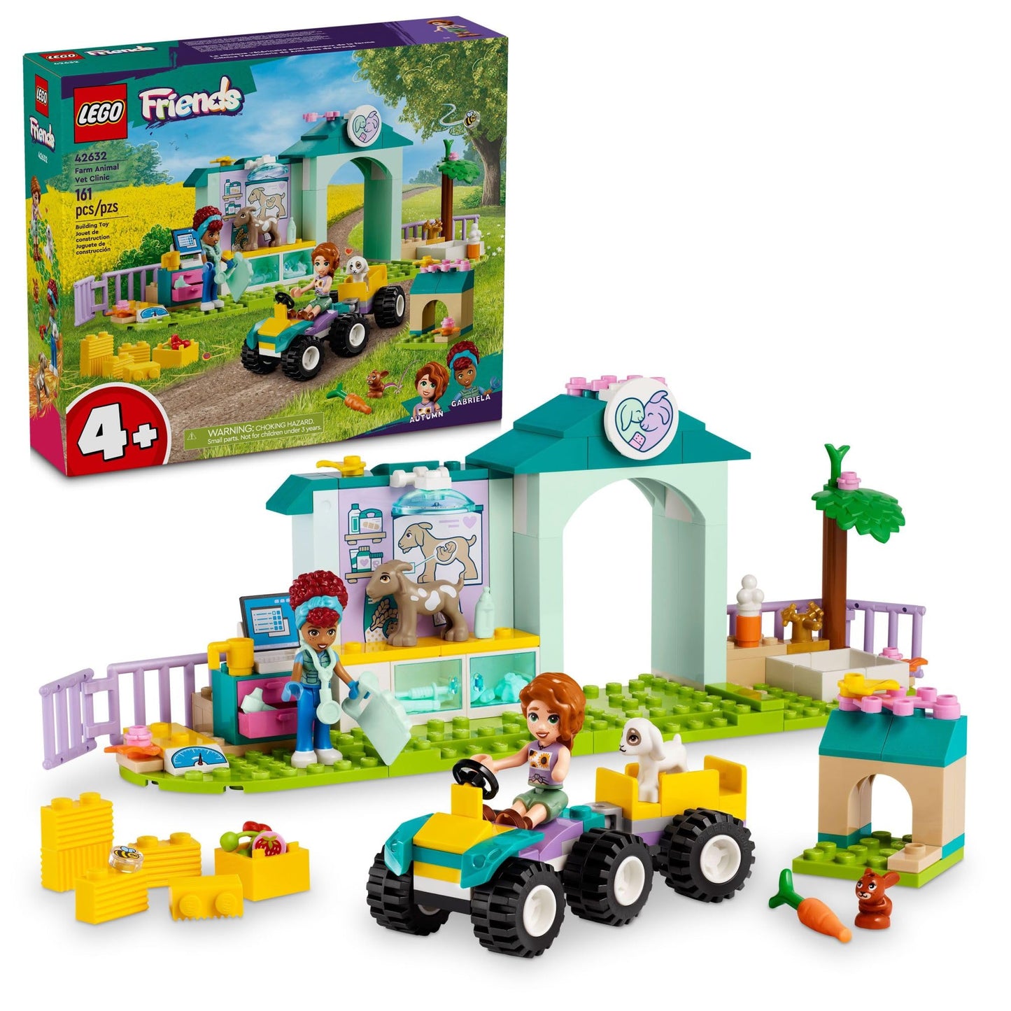 LEGO Friends Farm Animal Vet Clinic Toy, Pretend Play Building Kit, Gift for 4 Year Old Girls and Boys, Includes 2 Mini-Doll Characters and 3 Animals,