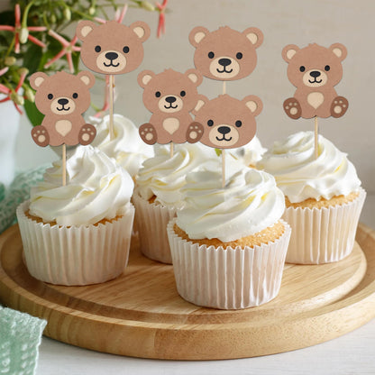 Beary First Birthday Cupcake Toppers,Bear 1st Birthday Decorations