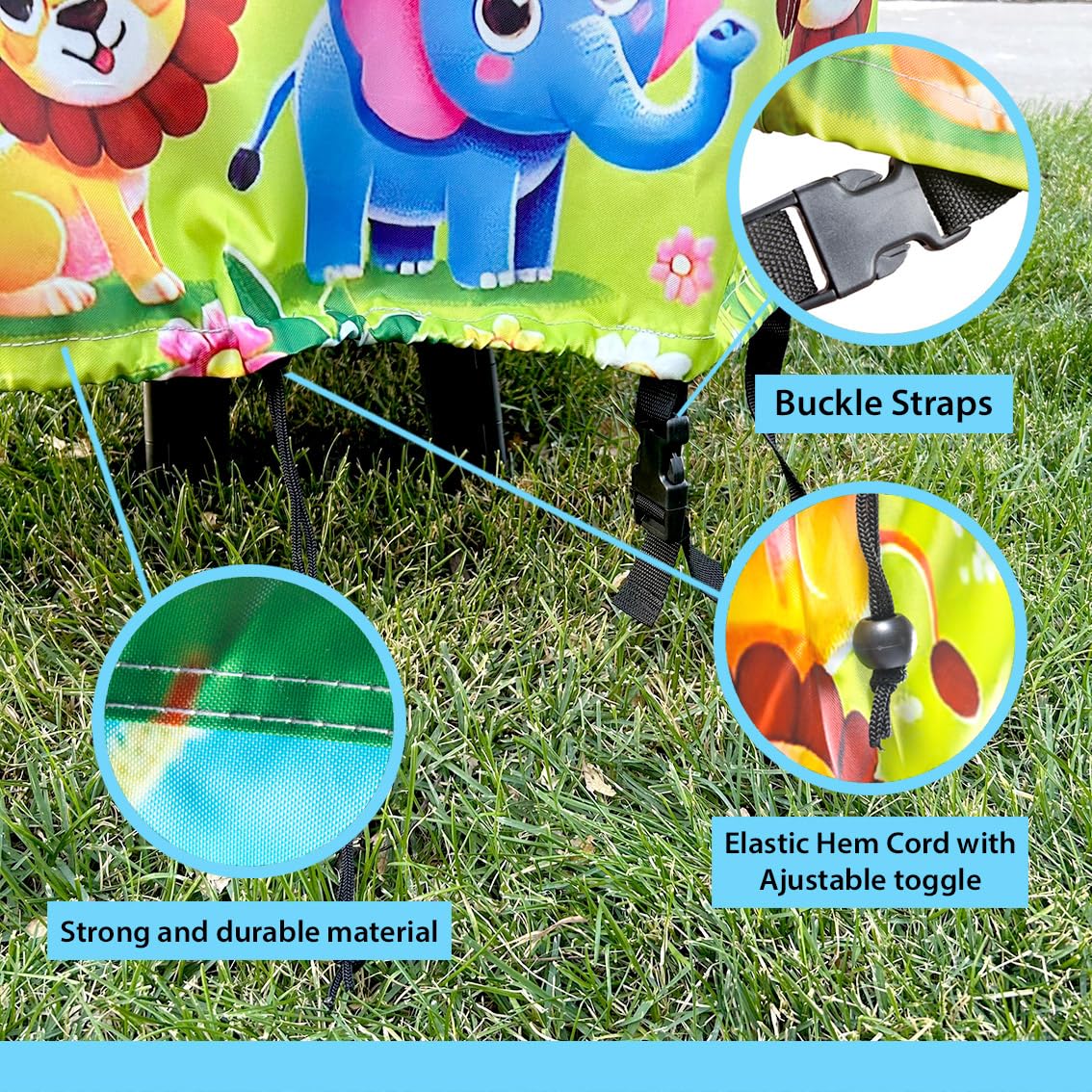 Oxford 600D Durable Waterproof Cover, Anti-UV Dust Proof Kids Water Table Cover, Cute Colorful Vibrant Design, Includes Bag