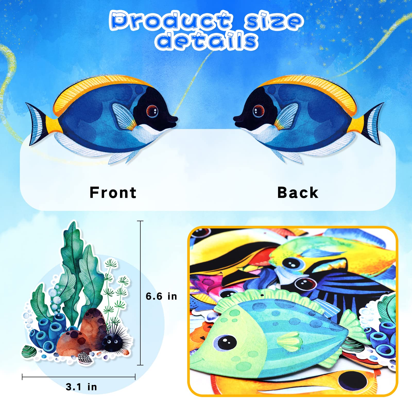 Tropical Fish Hanging Swirls Banner Decor 30 Pack Foil Ceiling Hanging Swirls Streams Banner Decorations Garland for Under the Sea Ocean Celebrating