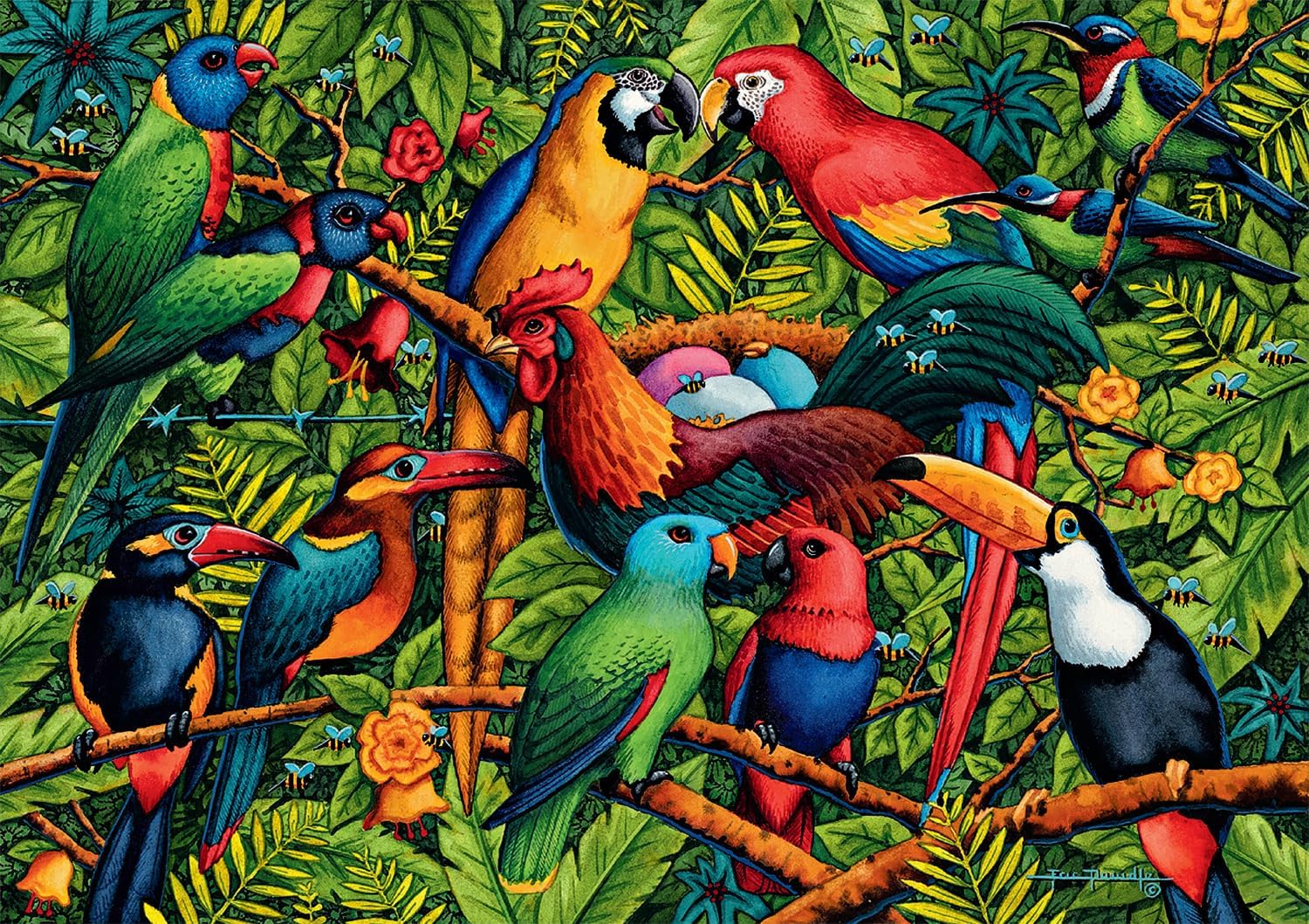 Buffalo Games - Eric Dowdle - Birds of a Feather - 300 Piece Jigsaw Puzzle for Adults - Challenging Puzzle Perfect for Game Nights - Finished Size is