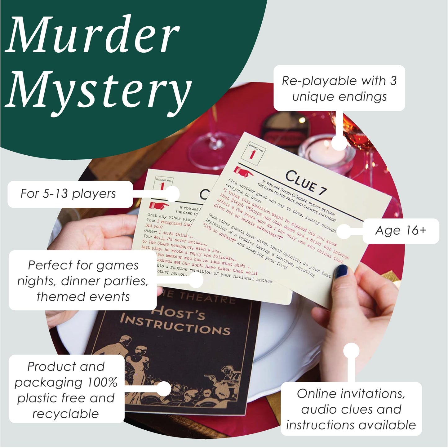 Talking Tables 1 x Reusable Murder Mystery Dinner Party Game Kit 1920s Theatre Themed Host Your Own Murder Mystery for Halloween and Christmas Parties