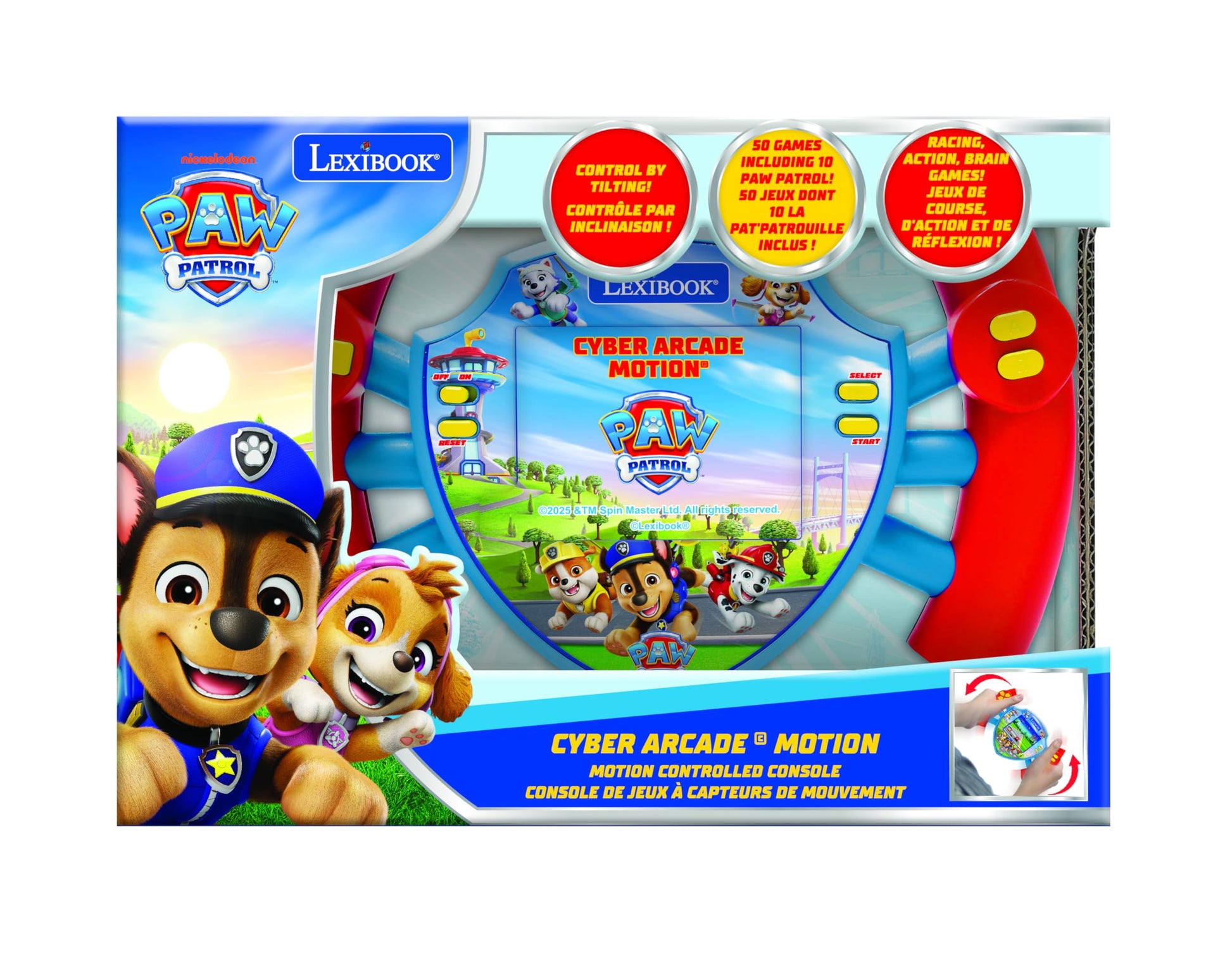 Lexibook, Paw Patrol Cyber Arcade Motion® Console with Gesture Control, Color LCD Screen 2.8'' and 50 Games Including 10 from Paw Patrol Universe