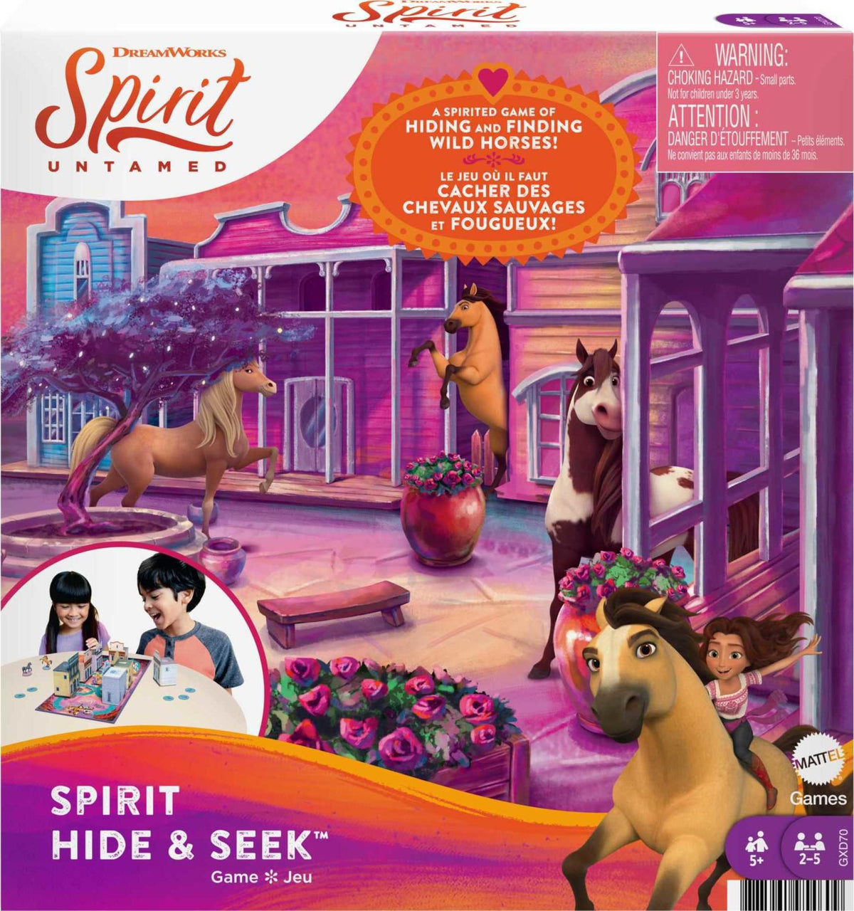 Mattel Games Spirit Hide & Seek Kids Game, Hide-and-Seek Board Game with Mini Horses & Buildings for 2, 3, 4 or 5 Players Ages 5 Years Old & Up