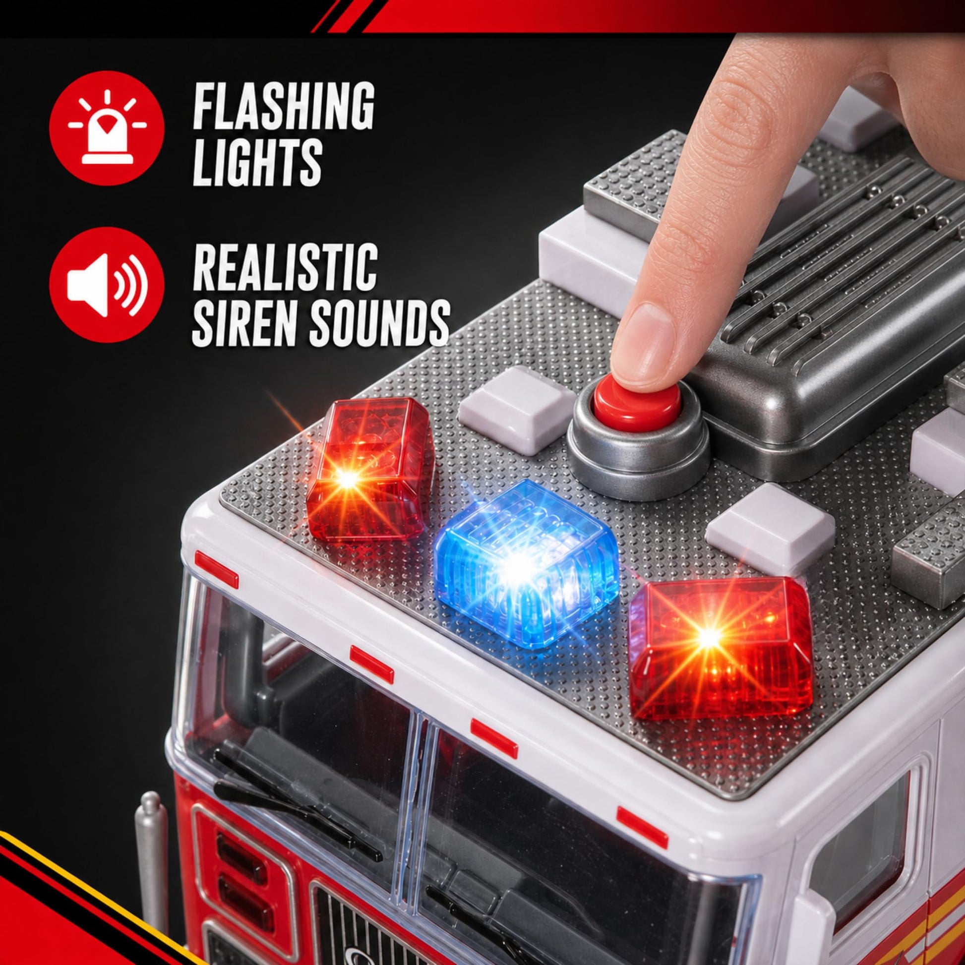 Liberty Imports RC Fire Truck - Big Remote Control Toy Fire Truck - 14" Rescue Fire Engine with Flashing Lights and Siren Sounds, Extendable Rescue