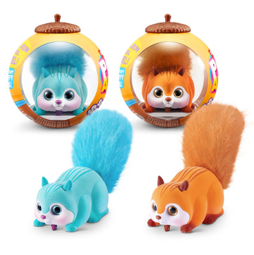 Pets Alive Scurry'n Squirrel (Blue+Orange) 2 Pack by ZURU - Interactive Robotic Pet Toy, Moving Squirrel with Realistic Movements and Sounds, Ages 2+