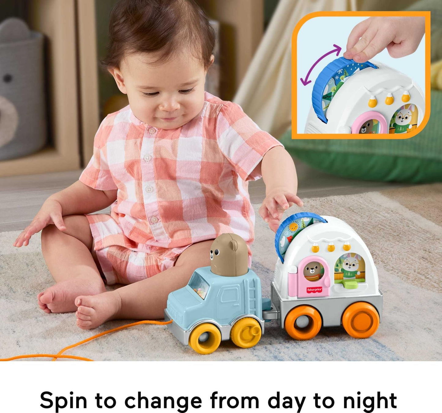 Fisher-Price Campervan Pulling The Forest of Friendship, with Sensory Activities for Children from 1 year, JKD52