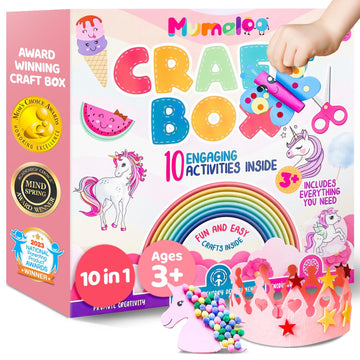 Mumaloo Unicorn Craft Box - 10 Fun Arts and Crafts for Kids Ages 4-8, No Mess, Educational, Mermaid Art Projects, Toddler Crafts & Activities Kit