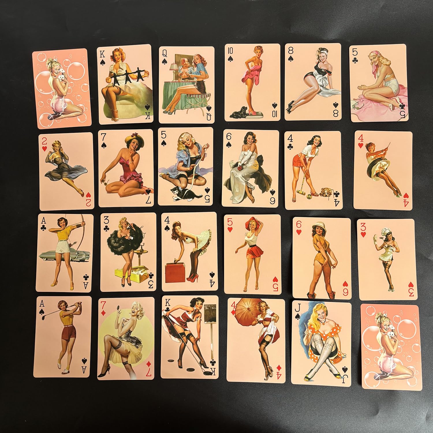 Black Lotus Beautiful Cute Girls Collection Playing Cards Poker Deck 54 Cards All Different Vintage Retro Classic Pin Up Girls Card Games