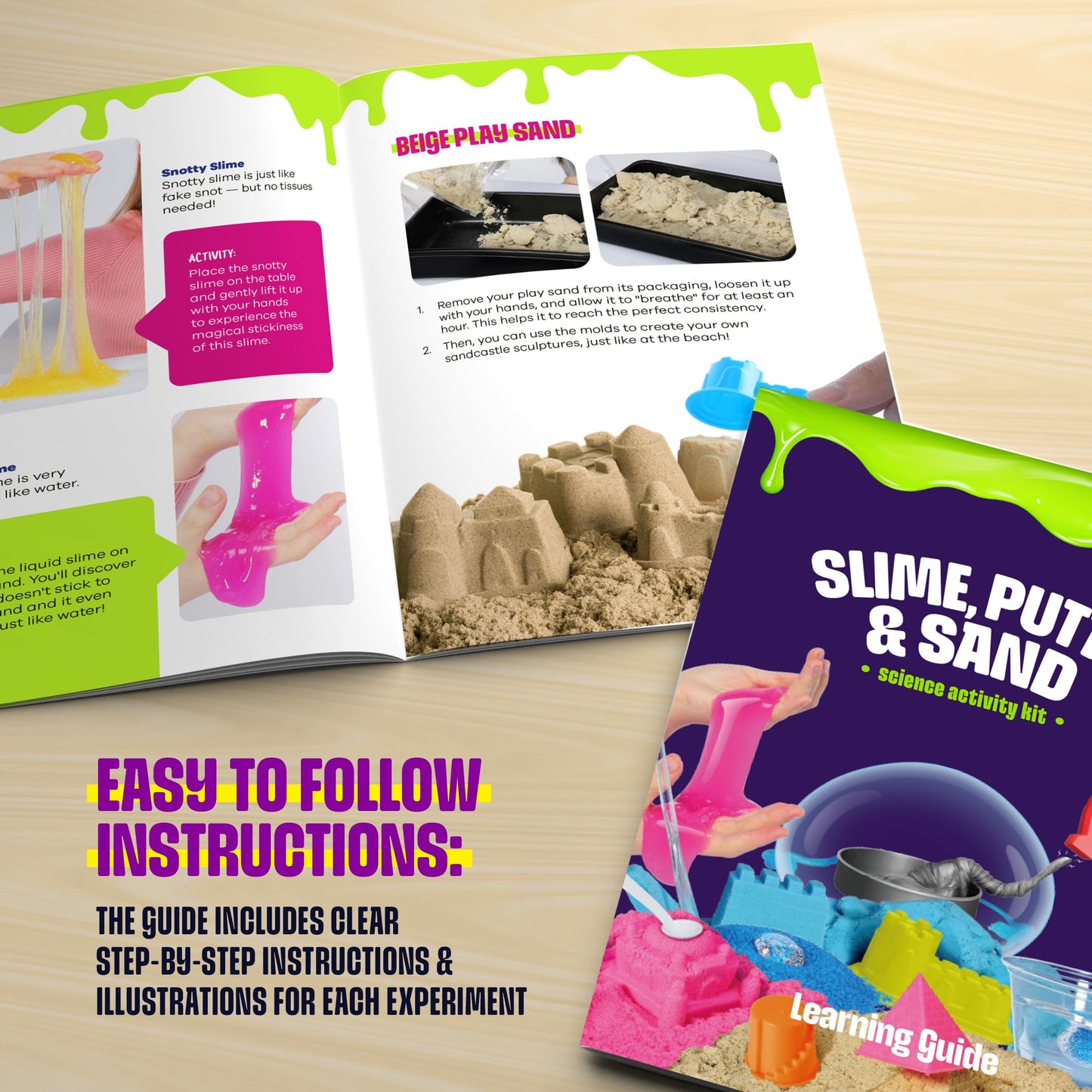 Dan&Darci Slime, Putty & Sand Sensory Science Kit - Slimes for Kids Age 8-10 8-12 - Play Sands Kits for Boys & Girls - 8 9 10 Year Old Boy Gifts