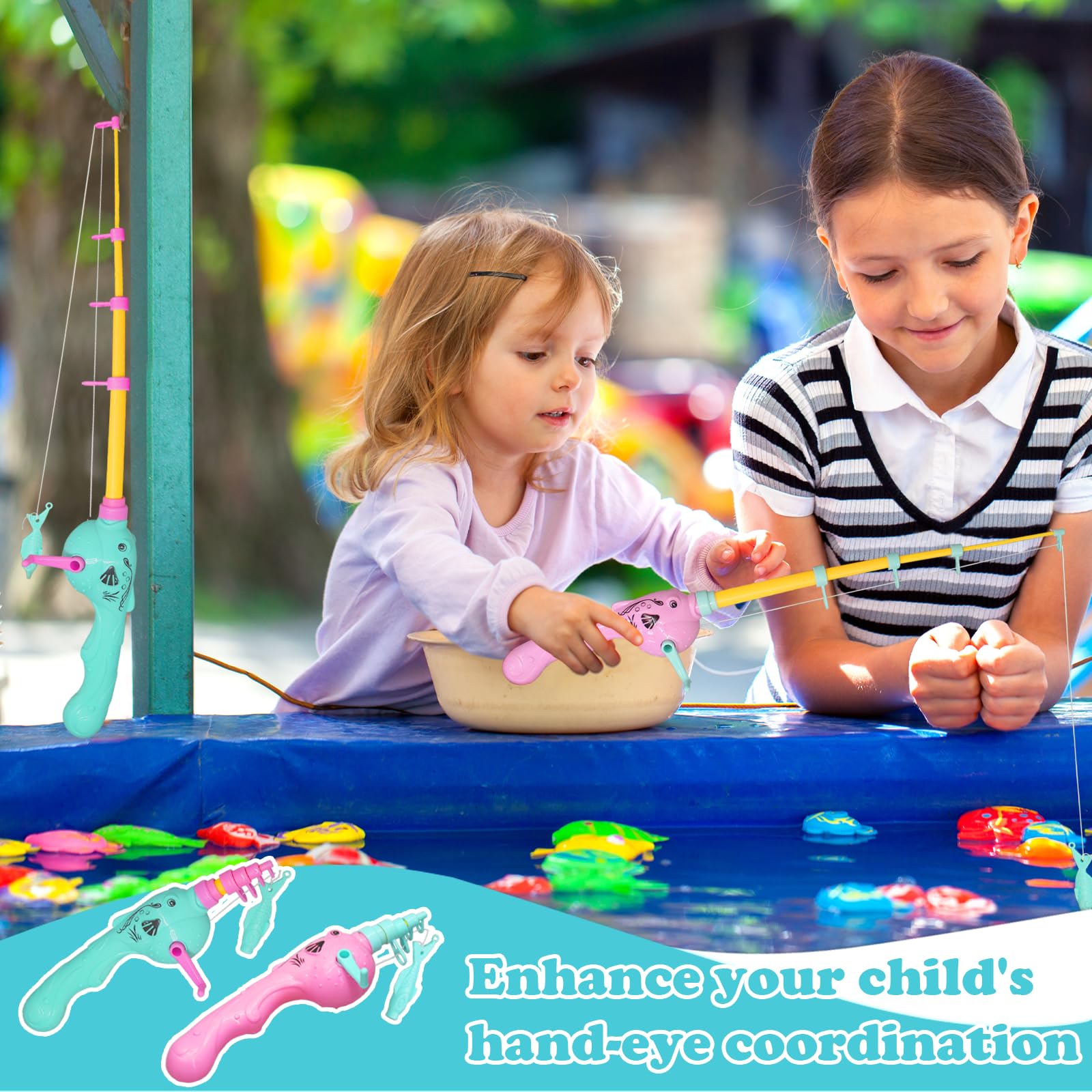 TUSAUW 3 Pcs Magnetic Fishing Pole Kids Toy Fishing Pole - No Fishes are Included, Fishing Game - Baby and Toddler Bath Toy Toy Fishing Pole for Bath