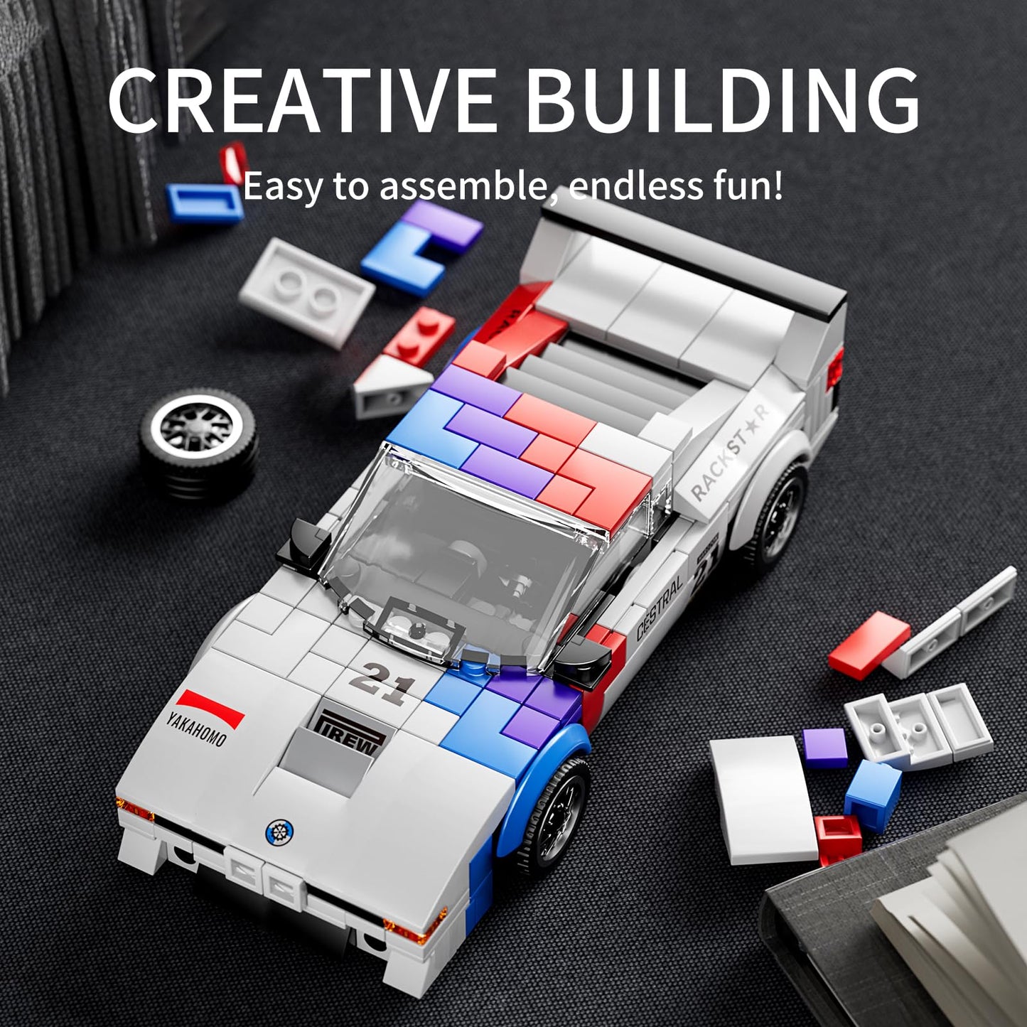 Mould King Speed Champion Race Car Building Toy with Display Case, 411 PCS