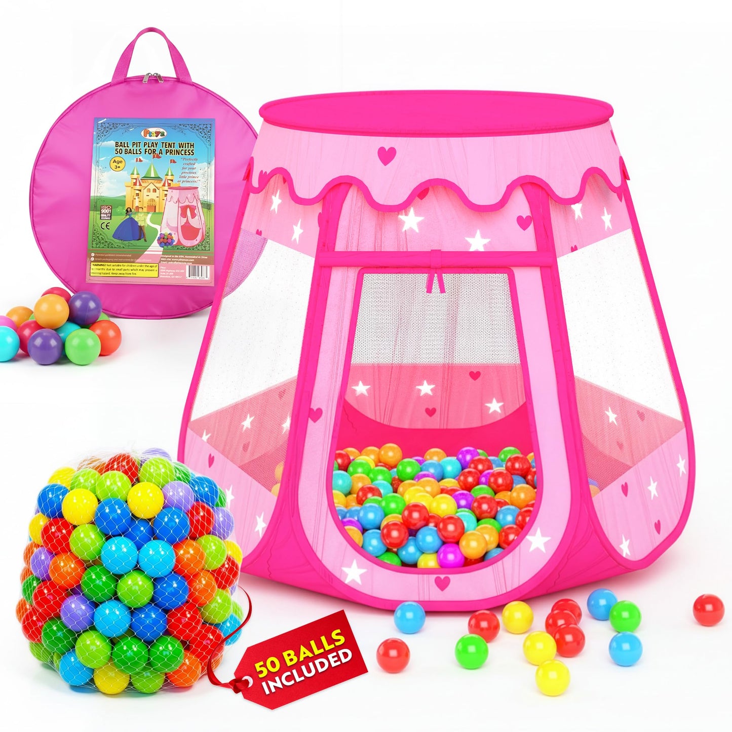 Playz Baby Ball Pit with Balls Included, Pink Ball Pit for Toddlers