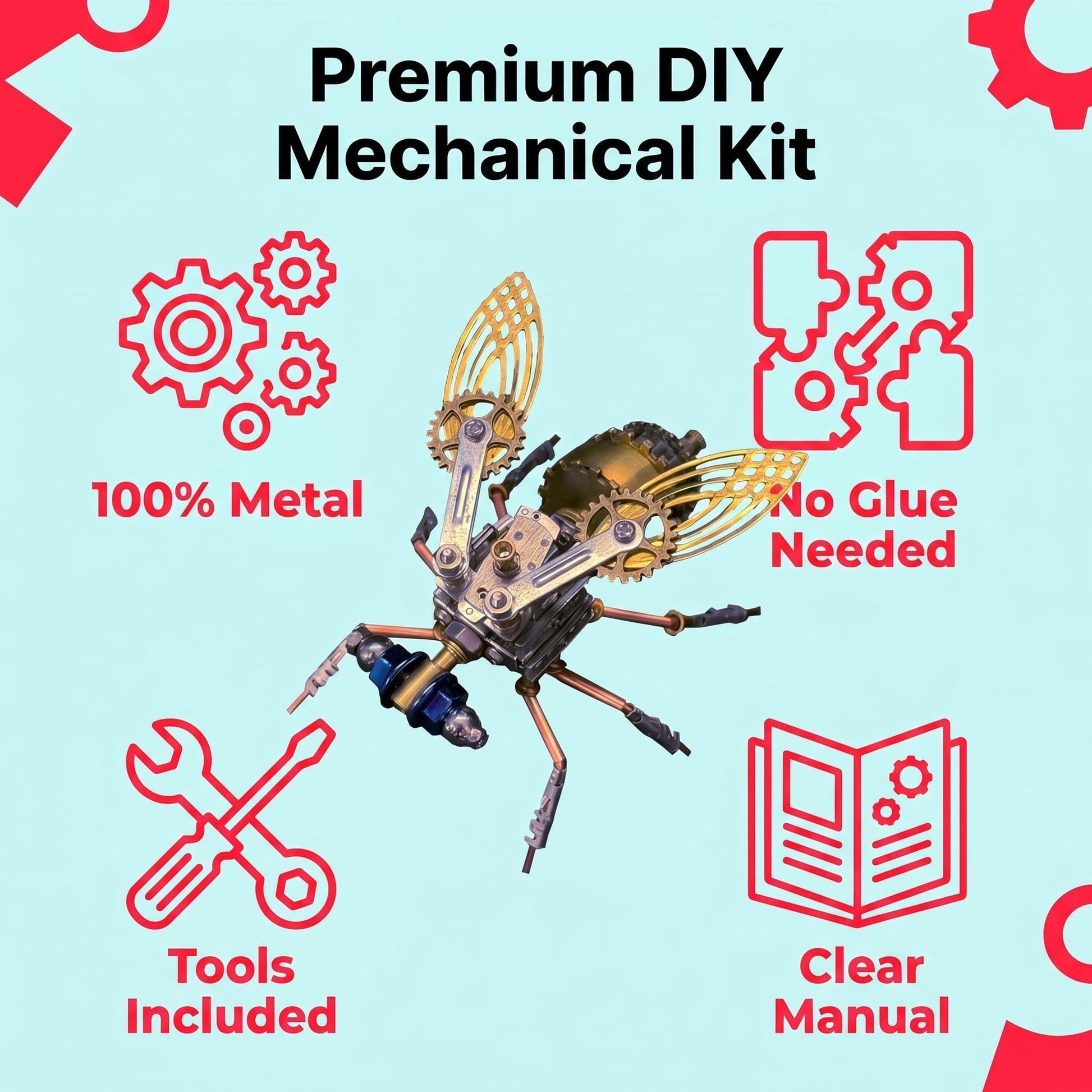 3D Metal Puzzles for Adults Teens-160+Pcs-Mechanical Fruit FIy Bee Insect Models-3 Hours to Build-Ideal for Birthday Gifts and Decorations(Mechanical