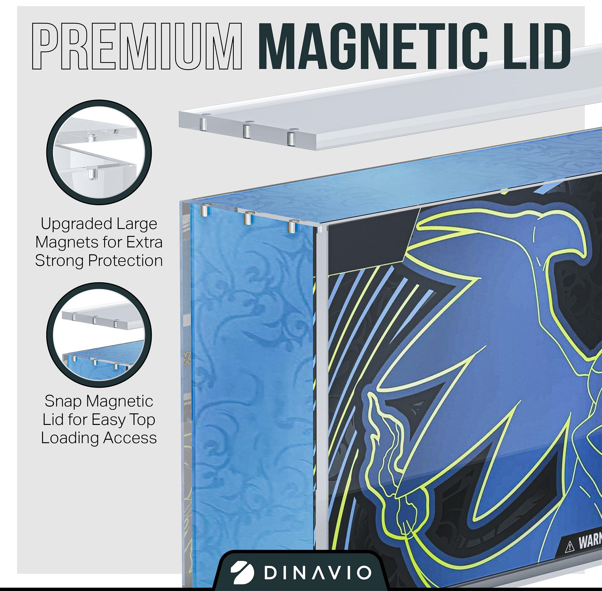 Dinavio Crafthouse Acrylic Display Case for Mega CHARZRD X ex Ultra-Premium Collection UPC and 151 UPC - Magnetic Lid 8+5mm Acrylic with N52 Magnets