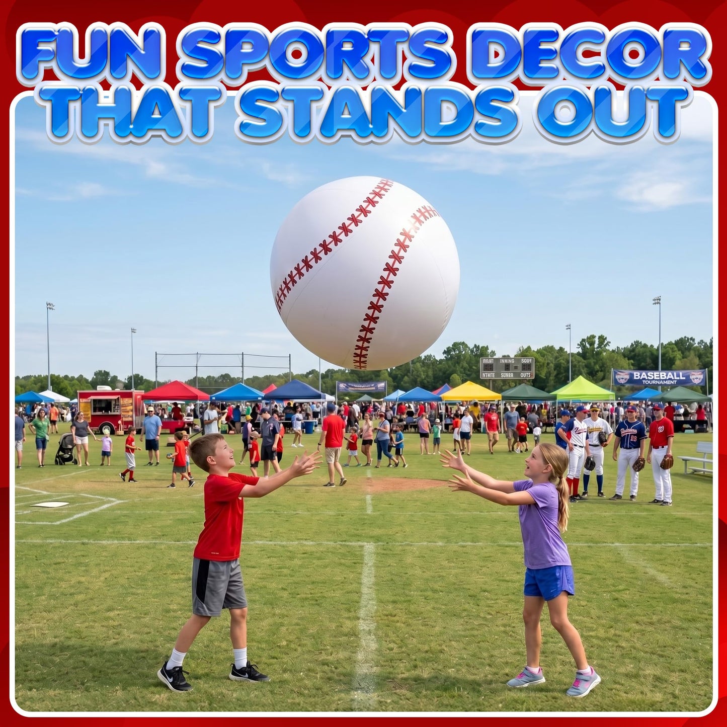 24-Inch Giant Inflatable Baseballs - Blow Up Ball Party Decoration - 3 Pack