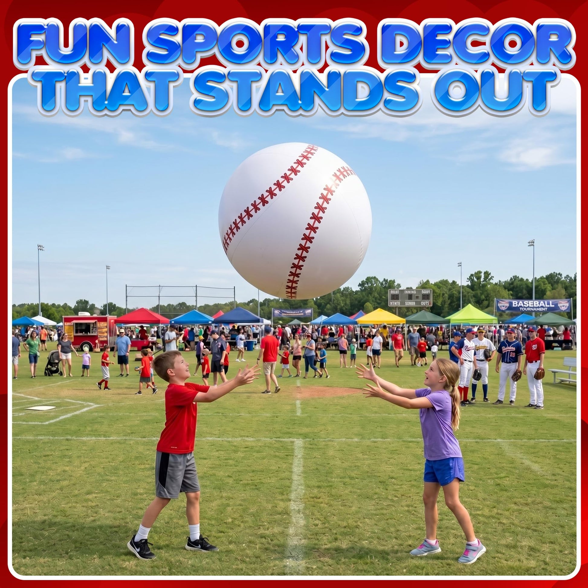 24-Inch Giant Inflatable Baseballs - Blow Up Ball Party Decoration - 3 Pack