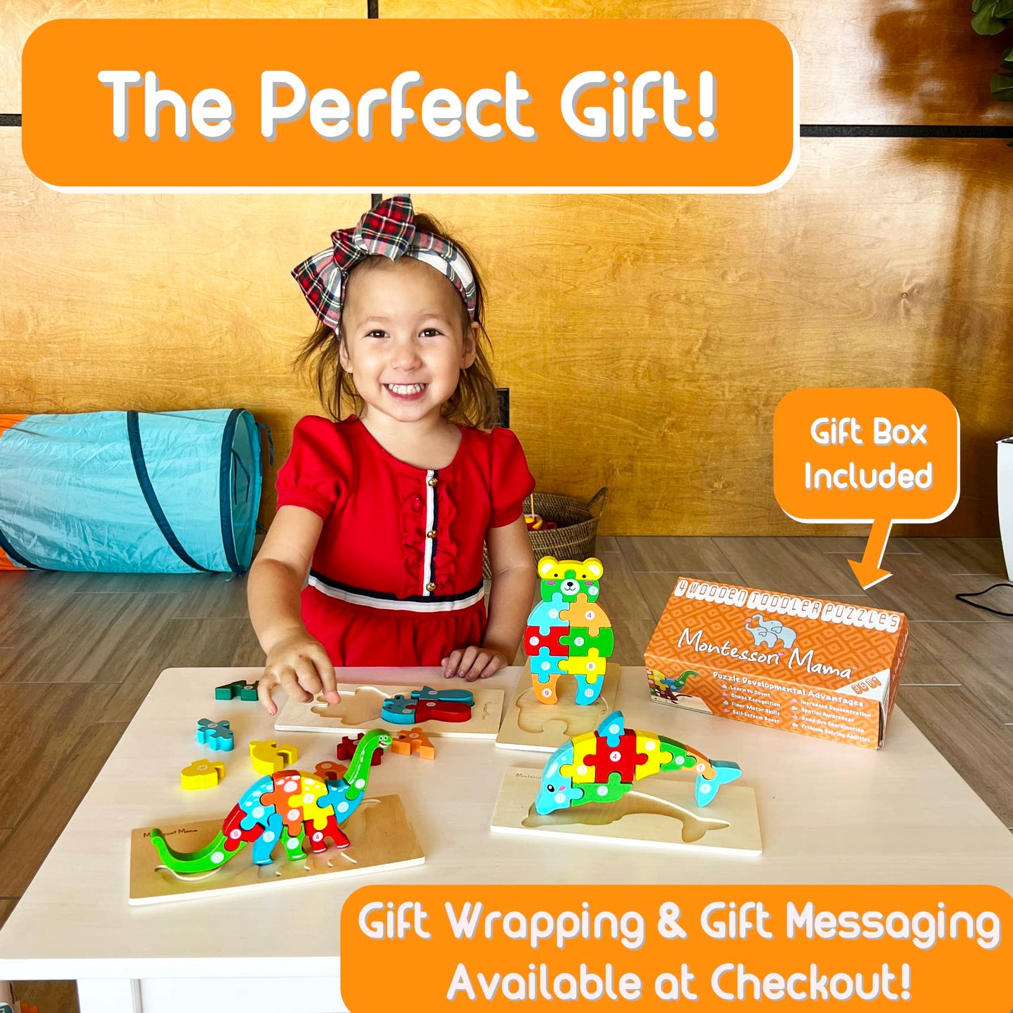 Montessori Mama Wooden Toddler Puzzles for Kids Ages 3-5, Montessori Toys for 3 Year Old, Animal Toddlers Toys Ages, 4-Pack Learning Toddler Puzzle