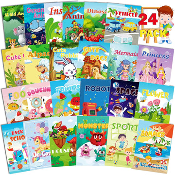 Aannanl 24 Mini Coloring Books Suitable for Kids Ages 2-4 and 4-8,Small Party Gifts,Bulk Birthday Gifts,Gift Bag fillers Include