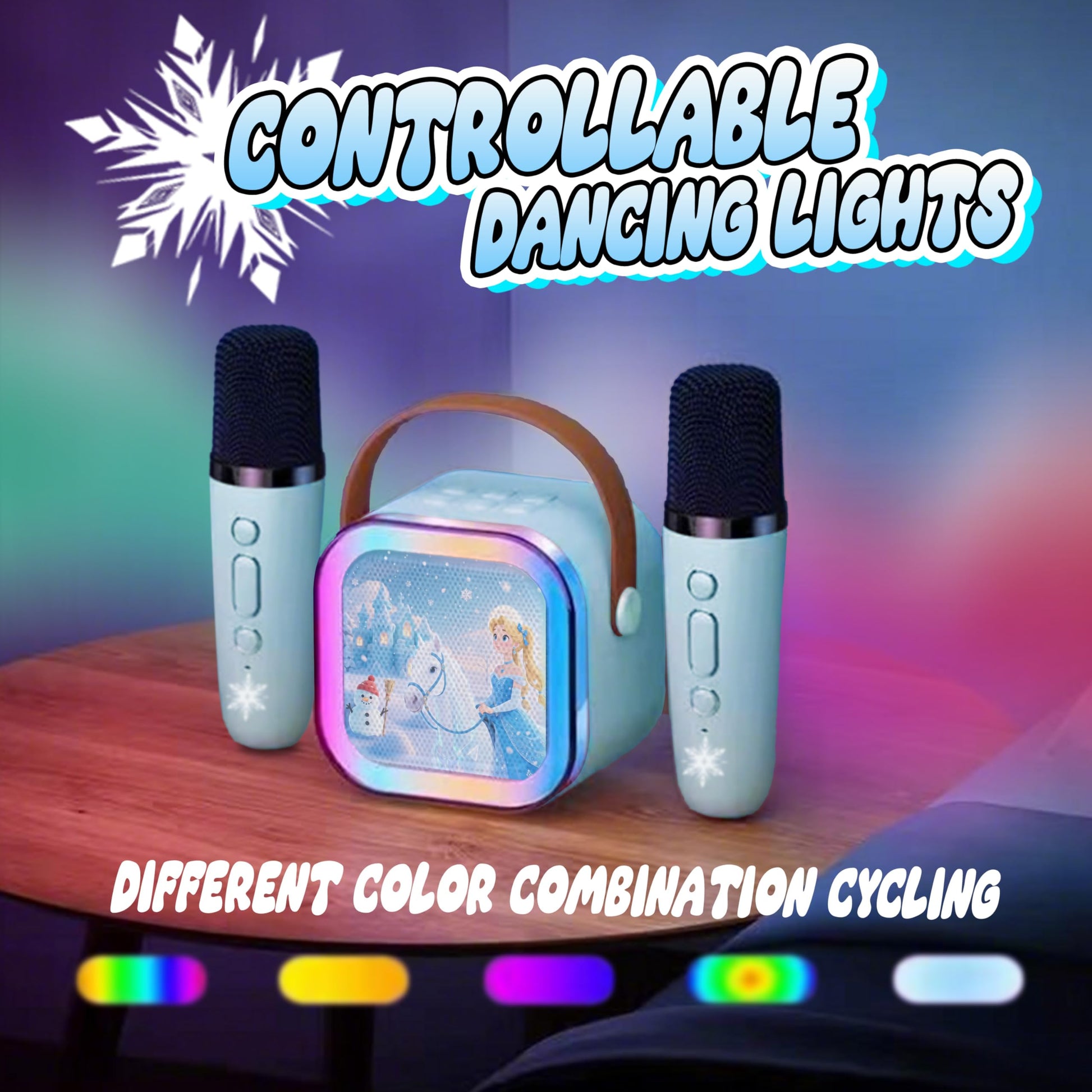 Kids Karaoke Machine for Kids Frozen Toys Gift, Mini Karaoke Machine with 2 Wireless Microphones for Girl 3 4 5 6 7 8 Year Old Girl Birthday Gifts for