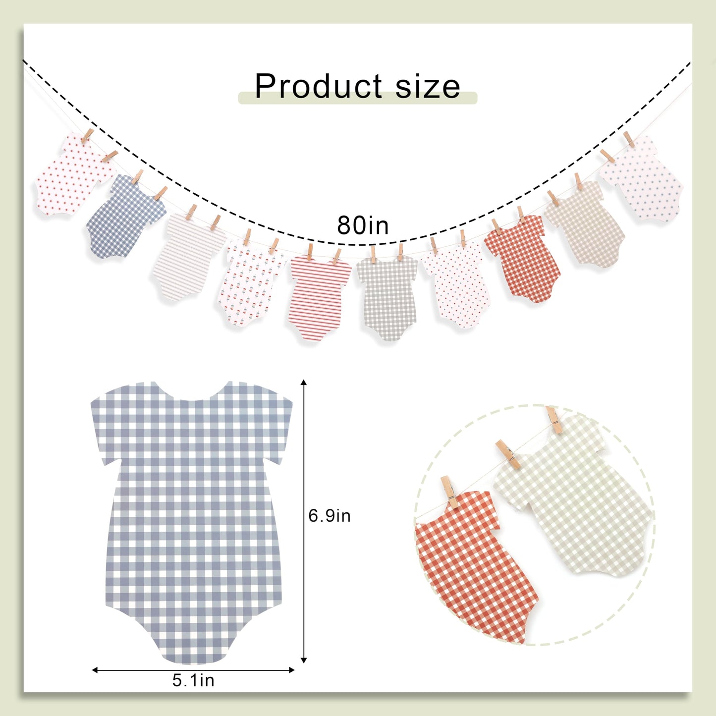 Red, White, and Blue Baby Onesie Banner - 4th of July Baby Shower Decorations, Baby Clothesline Garland for Nursery, Newborn Party Decor