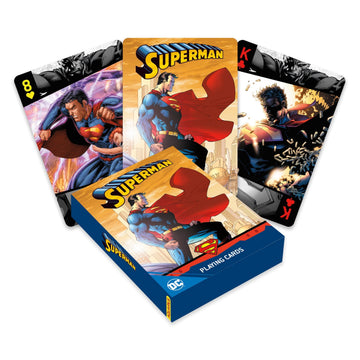 Aquarius DC Comics Superman Playing Cards Standard Size - Themed Novelty Deck with 52 Unique Superhero Designs in Embossed Tin - Collectible