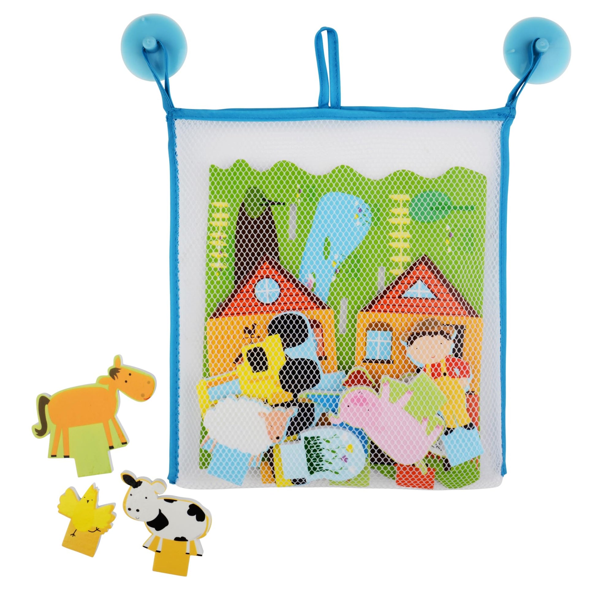 Buddy & Barney: Bath Time: Build & Play - On The Farm - Floating 3D Foam Stickers, Interactive Animal Scene, Suction Cup Mesh Bag, Water Toy, Kids 3+