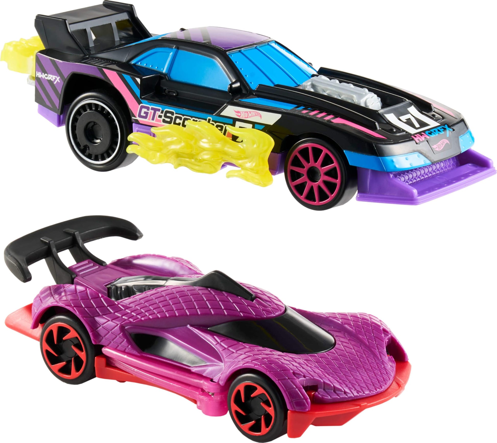 Hot Wheels Let’s Race Activate! Toy Car 2-Pack, GT-Scorcher & Street Shrieker, Roll to Transform or Reveal Surprise Feature Like in the Netflix Series