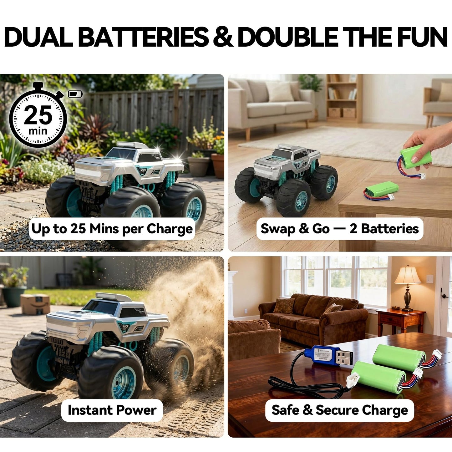 Werlutch Remote Control Car, 1:14 Amphibious RC Cars, 4WD Waterproof All Terrain Monster Truck, 2.4 GHz RC Toys for Boys Kids Christmas Birthday Gifts