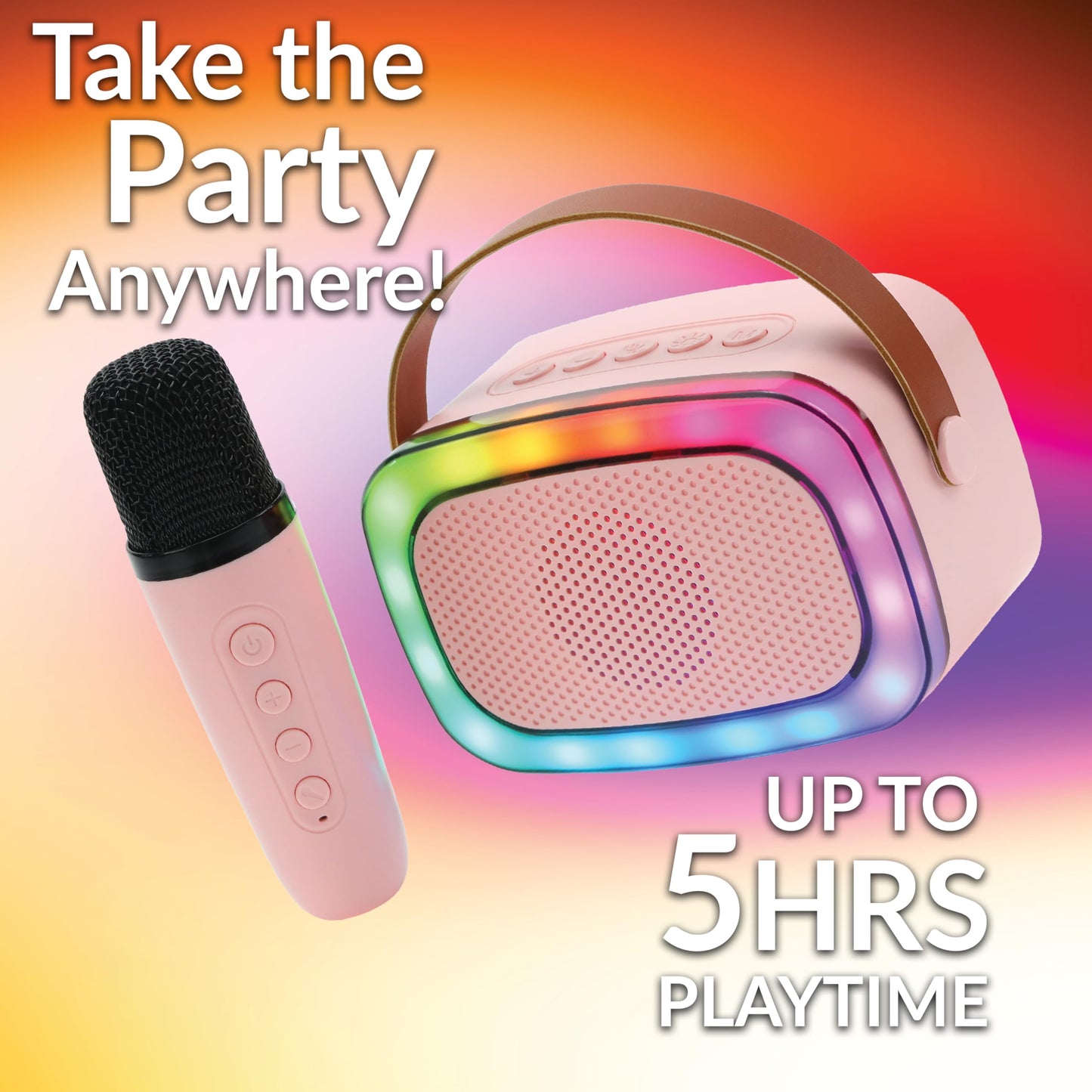 IQ Sound IQ-908K Mini Karaoke Bluetooth Speaker with Wireless Microphone, RGB Lights Surround, Fun Voice Changing in Rechargeable Compact, and