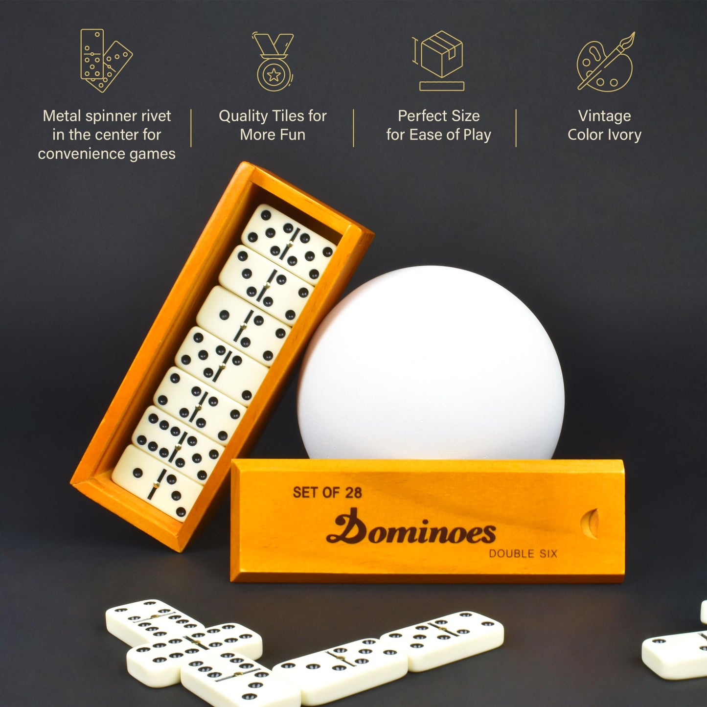 Queensell Dominos Set for Adults - Dominoes - Classic Board Games, Double 6 Dominoes Family Games for Kids and Adults - Double Six Standard Dominos